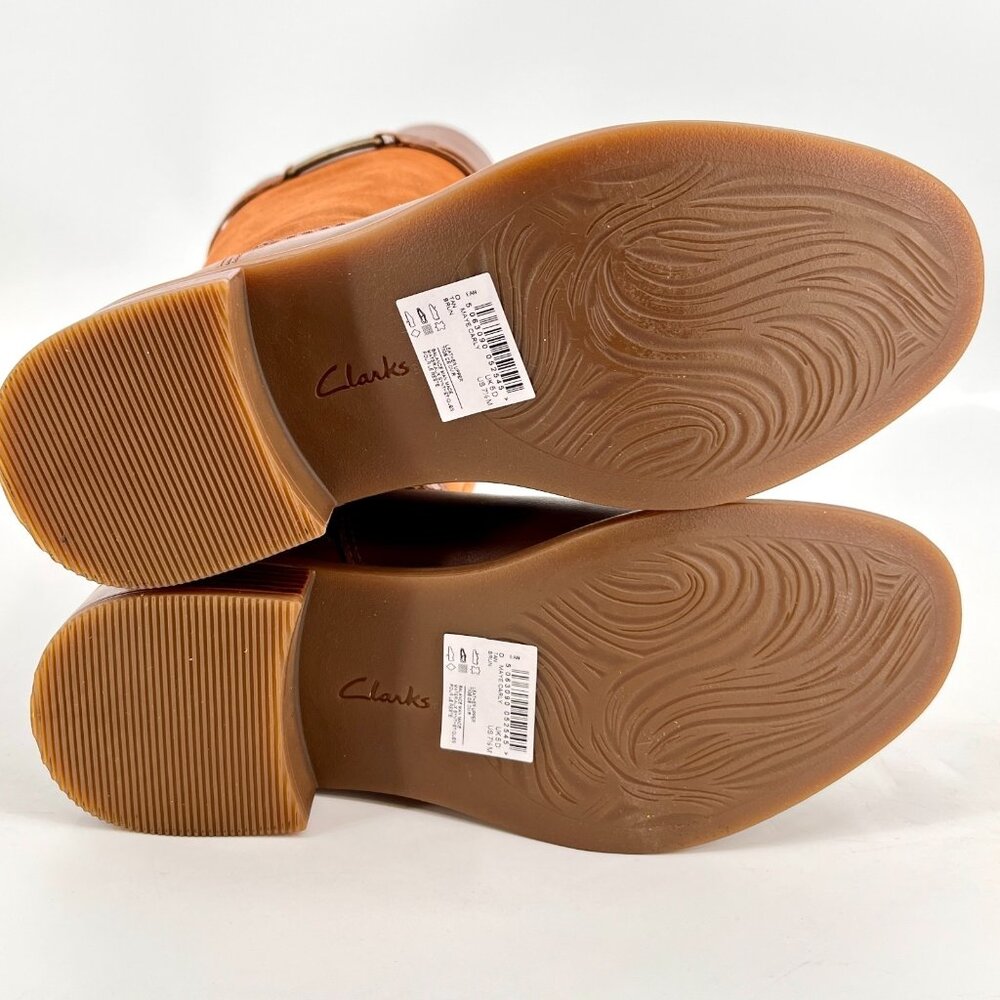 Clarks Women's Collection Maye Carly Tall Riding  Boots Size 7.5 M - Tan Leather - Picture 7 of 8